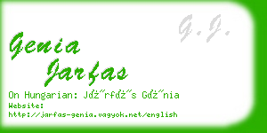 genia jarfas business card
